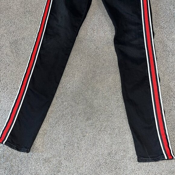 CHRISTOS NEW YORK The Track Jogger Black Jean Slim w/Red & Black Stripe Men's 30 - Picture 4 of 12